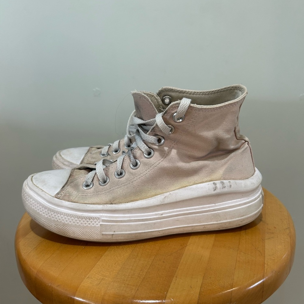 Converse Beige High Tops with Star Logo - Picture 2 of 5